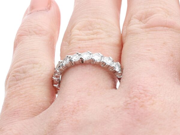 Vintage Full Diamond Eternity Ring on finger
