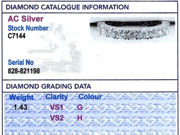 1.4 Carat Diamond Eternity Ring grading card