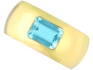 Vintage Aquamarine Yellow Gold Cuff Bangle