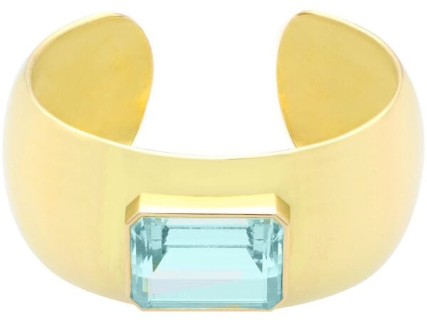 Aquamarine Yellow Gold Cuff Front