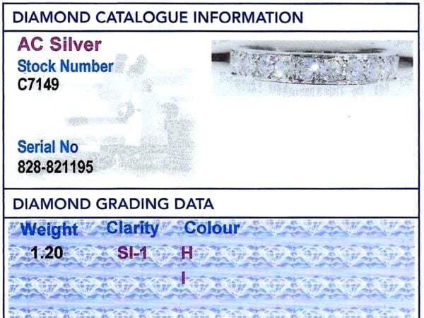 Eternity Ring with 24 Diamonds grading card