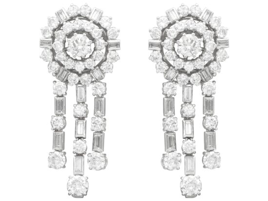 Vintage Diamond Drop Earrings Front
