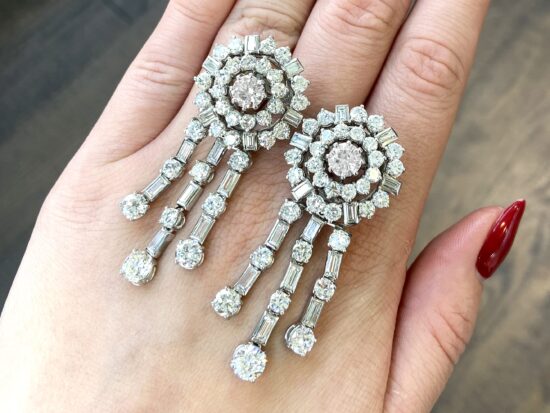 White Gold Diamond Earrings Front