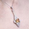 Citrine Platinum Pendant Closeup Detail