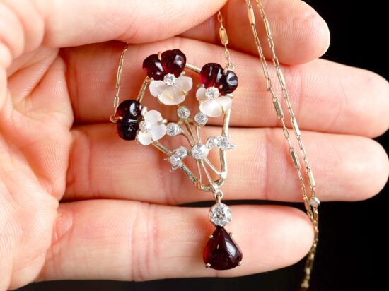 garnet moonstone pendant
