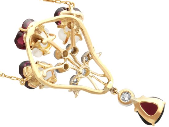 Garnet Pendant in Gold with Moonstone reverse