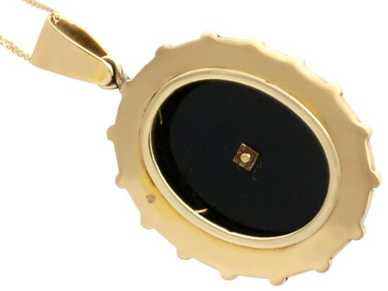 Victorian Seed Pearl Pendant with Onyx reverse