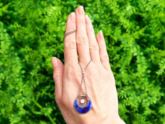 Silver and Enamel Pendant Necklace outside