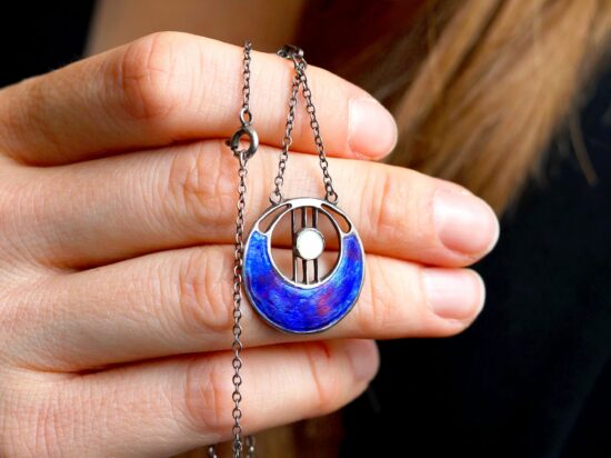 enamel and pearl pendant