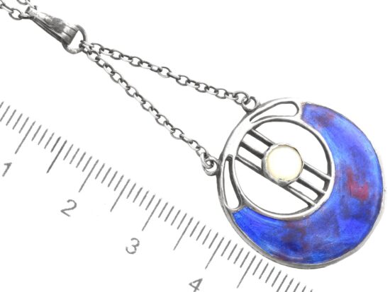 Silver and Enamel Pendant Necklace size