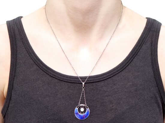 Silver and Enamel Pendant Necklace wearing