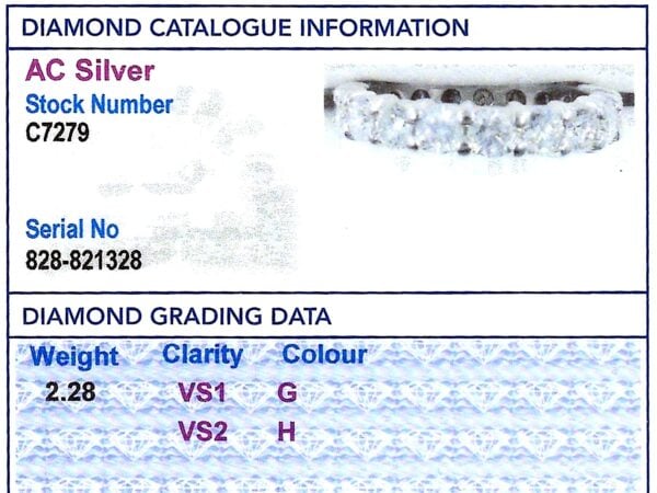Vintage Diamond Claw Set Full Eternity Ring grading card