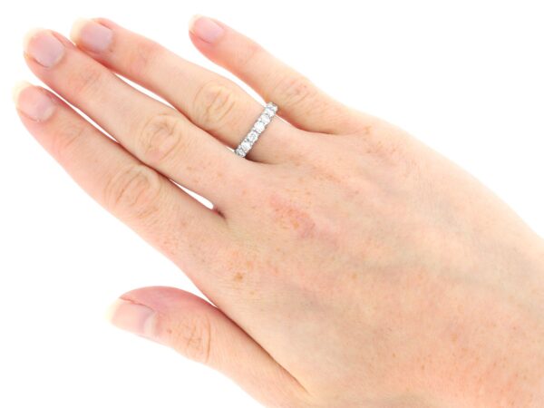 wearing Vintage Diamond Claw Set Full Eternity Ring