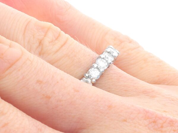 Vintage Diamond Claw Set Full Eternity Ring on hand