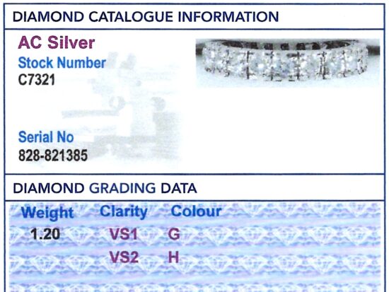 Diamond Eternity Ring Size N grading card