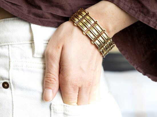 rose and yellow gold bracelet wearing