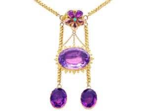 Victorian Amethyst Drop Necklace Front