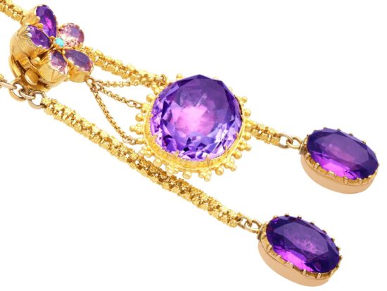 Amethyst Drop Necklace Closeup Detail
