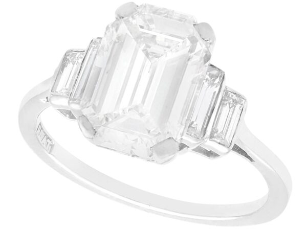 art deco emerald cut diamond ring