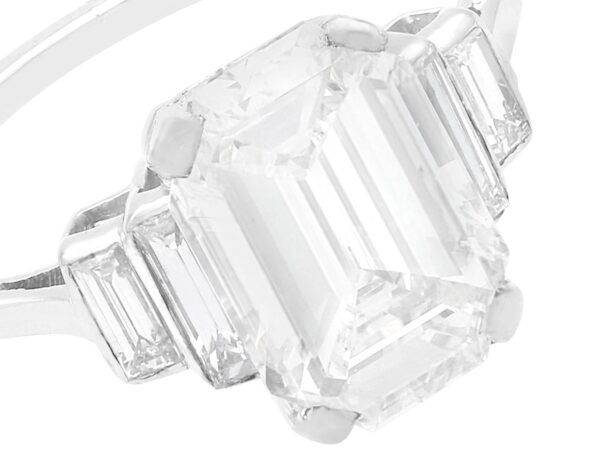 close up emerald cut diamond ring