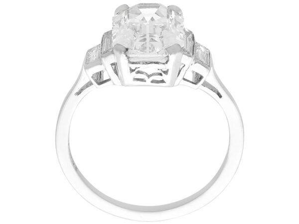 platinum emerald cut diamond ring art deco style