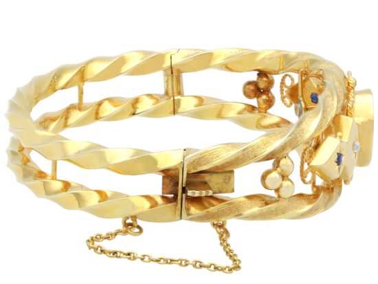 Sapphire Diamond Bangle Clasp Closed