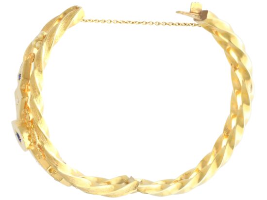 Sapphire Diamond Bangle Clasp Closed