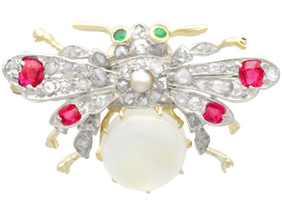 Antique Bug Brooch with Gems