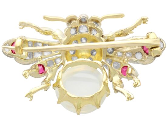 Antique Bug Brooch with Gems reverse