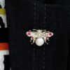 Antique Bug Brooch with Gems wearing