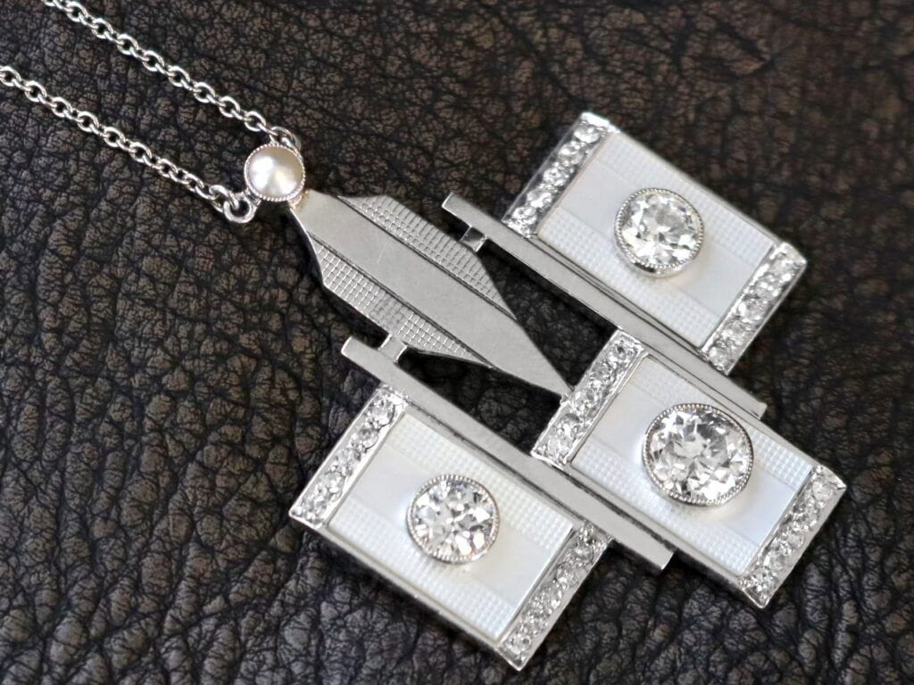 Mother of Pearl and Diamond Necklace White Gold