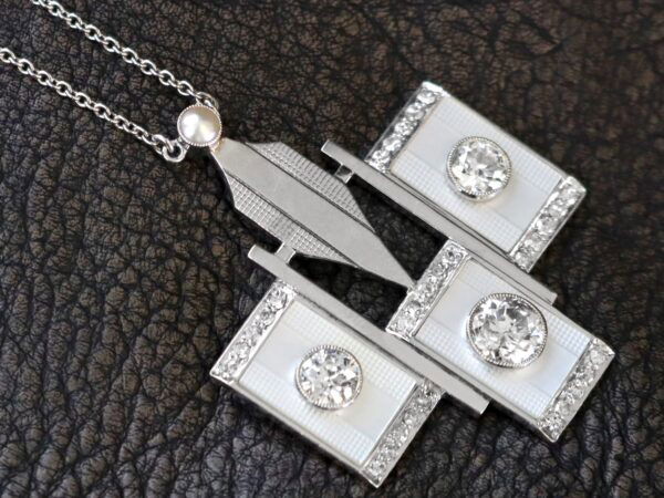 Mother of Pearl and Diamond Necklace White Gold