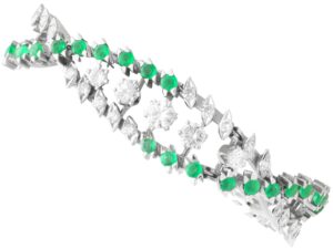Vintage Emerald Diamond White Gold Bracelet