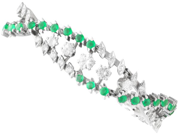 Vintage Emerald Diamond White Gold Bracelet