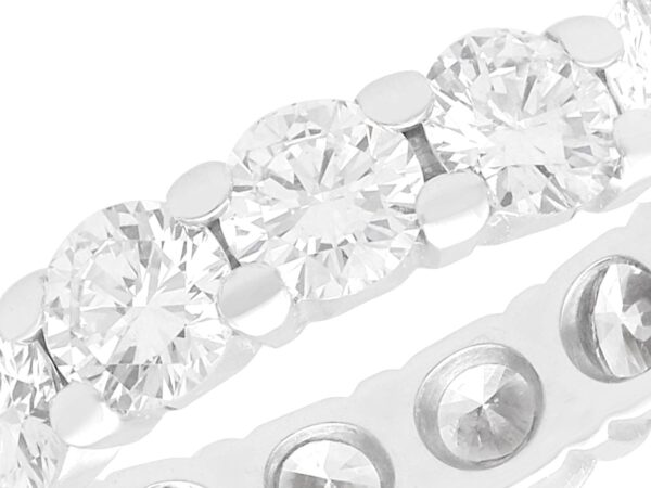 close up white gold eternity ring for women