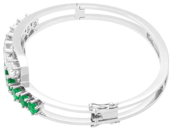 Emerald Diamond White Gold Bangle