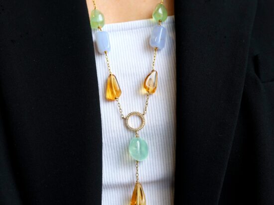 citrine quartz diamond necklace wearing
