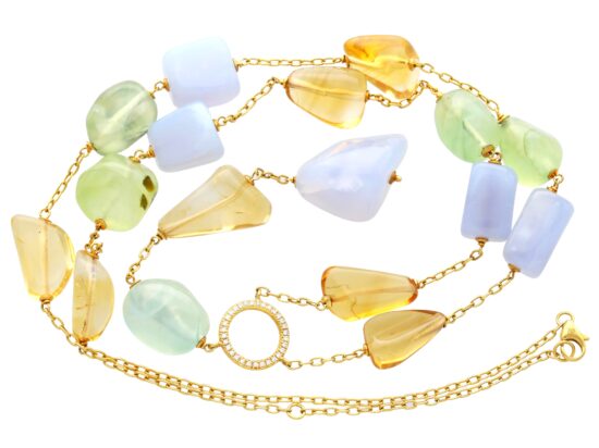 Yellow Gold Gemstone Necklace Detail
