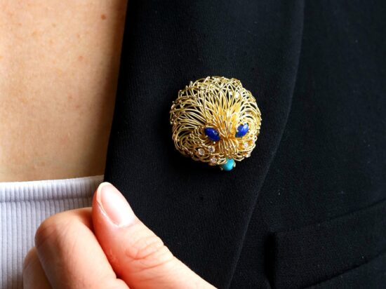 lapis lazuli brooch wearing