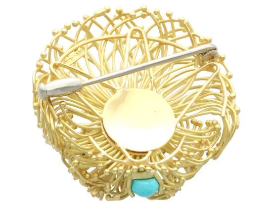 Vintage Lapis Lazuli Brooch reverse