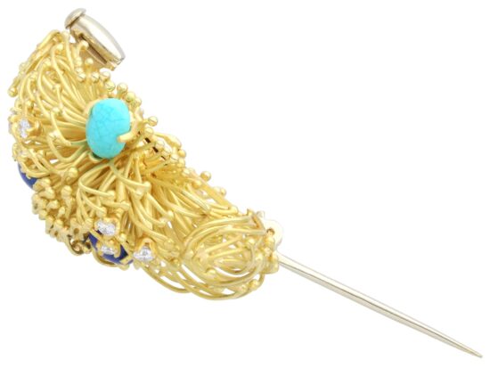 Vintage Lapis Lazuli Brooch open