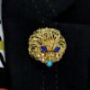 Vintage Lapis Lazuli Brooch wearing