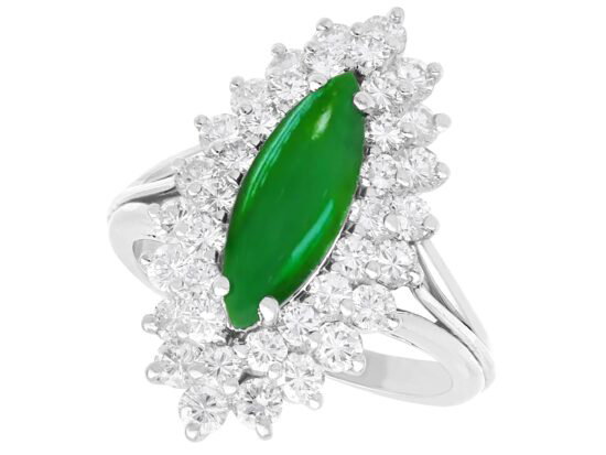 Antique Jade Diamond Ring Front