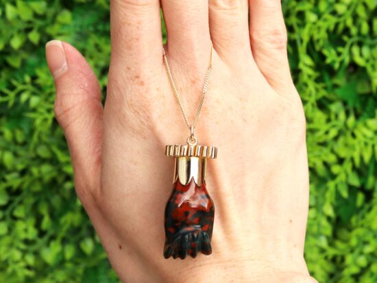 Antique Yellow Gold Carnelian Pendant outside