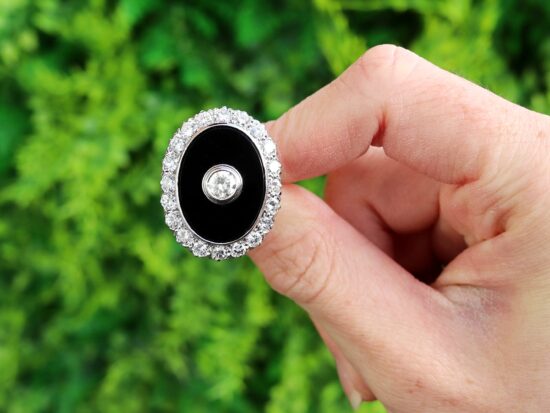 Vintage Onyx and Diamond Ring outside