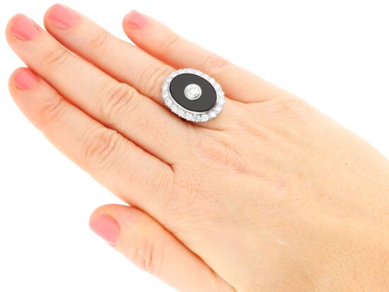 Vintage Onyx and Diamond Ring wearing