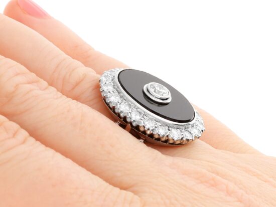 Vintage Onyx and Diamond Ring on hand