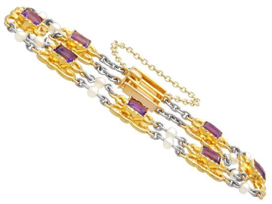 Amethyst Pearl Bracelet Angled View