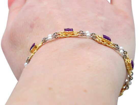 Amethyst Bracelet Worn Close Up