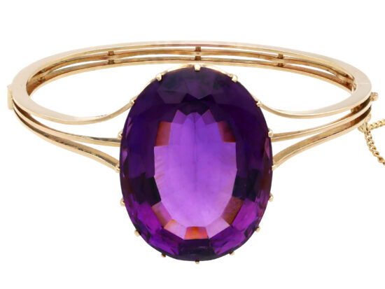 Victorian Amethyst Gold Bangle Front
